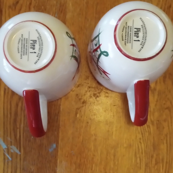 Pier 1 Red and White Ribbon Mugs - Picture 4 of 4